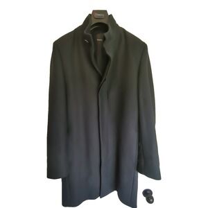 Theory Mens M Belvin Urban Melton Navy‎ Blue Wool Cashmere Blend Coat
